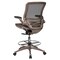 Emma and Oliver Mid-Back Transparent Mesh Drafting Chair with Flip-Up Arms